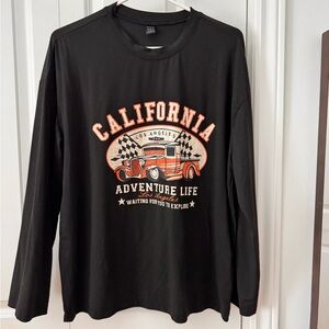 SHEIN Black California Adventure Long Sleeve Tee